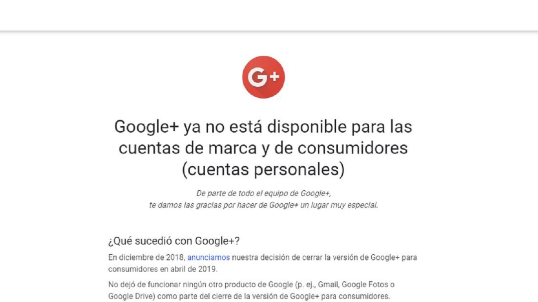 ¡Se fue! Ya no existe Google+