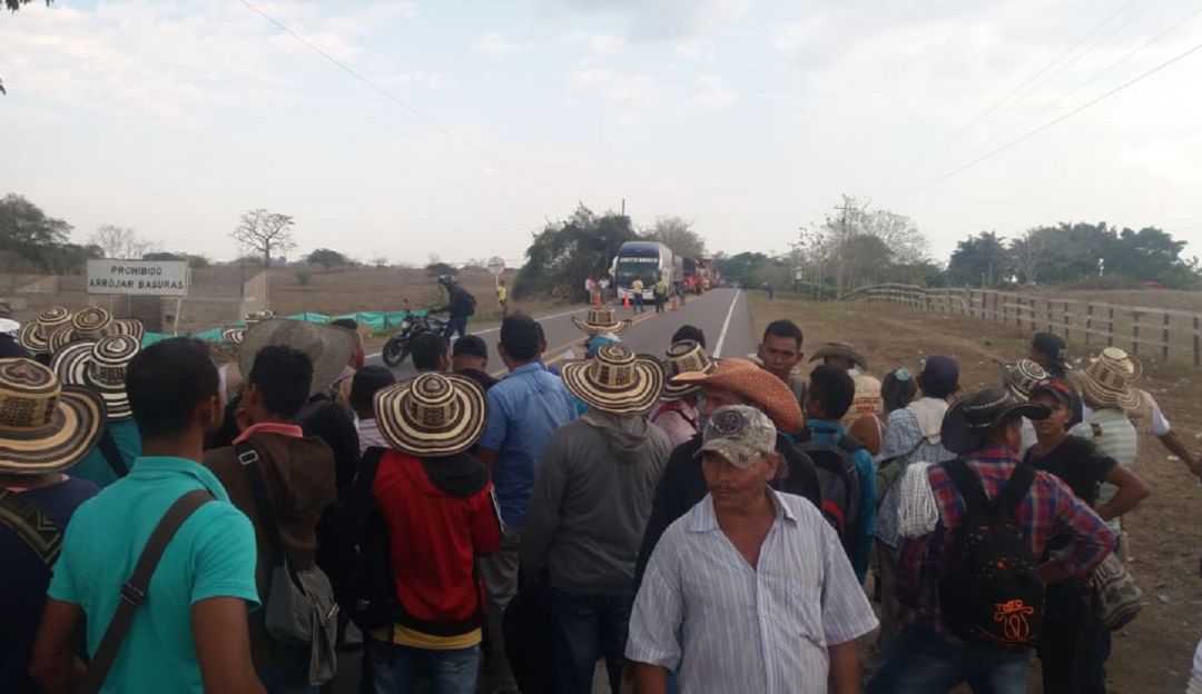 La minga persiste en los bloqueos en límites de Sucre y Córdoba