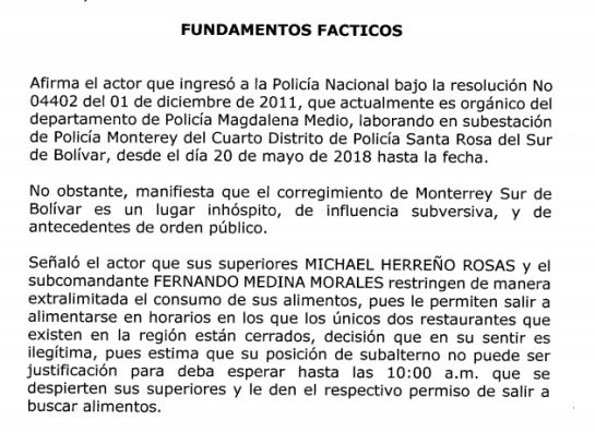 Patrullero pone tutela: Con “tutela” un policía pidió que lo dejen desayunar Patrullero pone tutela: Con “tutela” un policía pidió que lo dejen desayunar