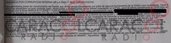 El documento que reveló red de corrupción en la DIAN El documento que reveló red de corrupción en la DIAN