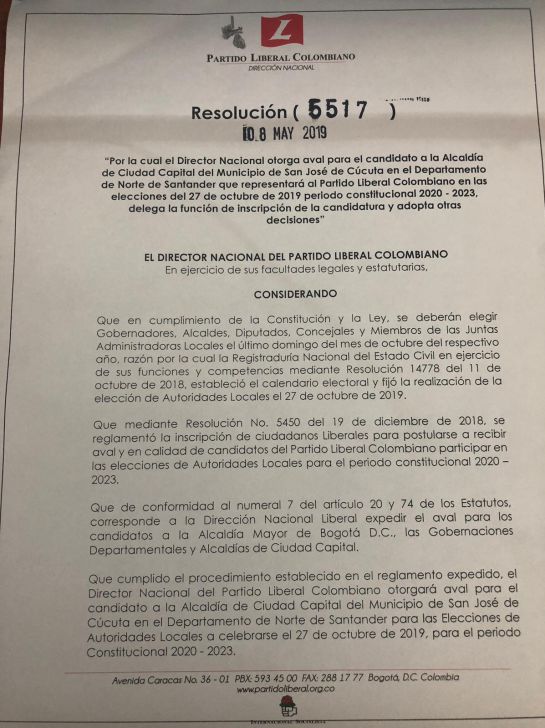 Liberales entregan primer aval para alcaldía de ciudad capital Liberales entregan primer aval para alcaldía de ciudad capital