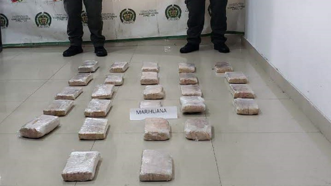Como una encomienda iban camuflados 25 kilos de marihuana