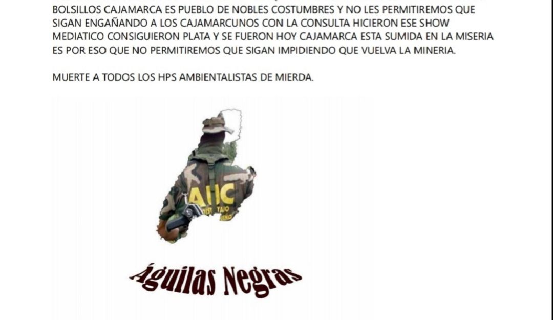Amenazas en Tolima: ‘Águilas Negras’ intimidan a los ambientalistas del Tolima
