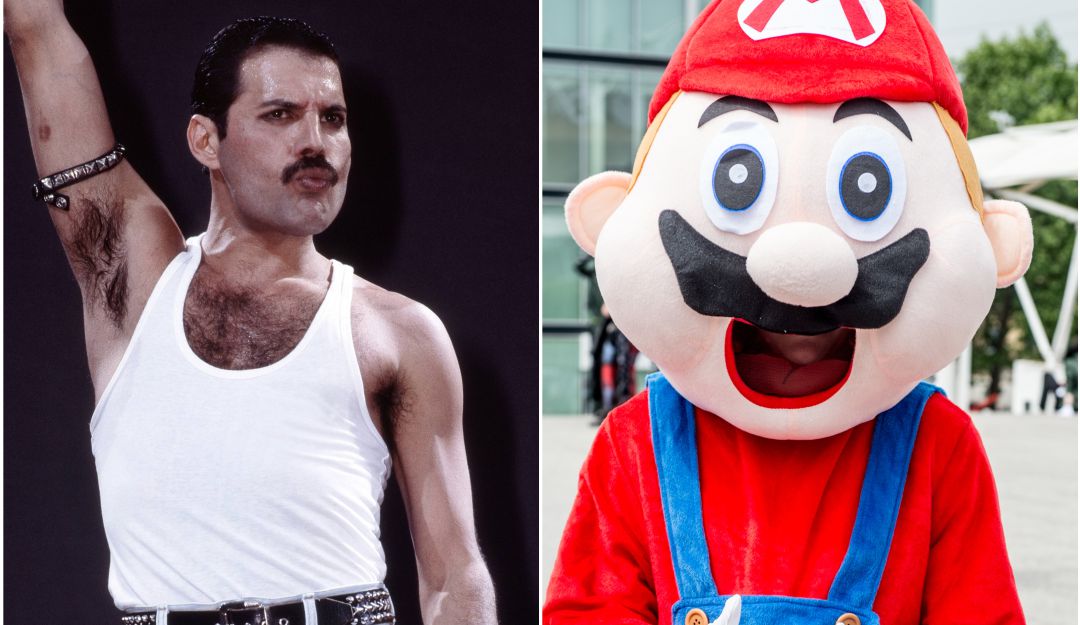 Freddie Mercury y Mario Bros referencia.