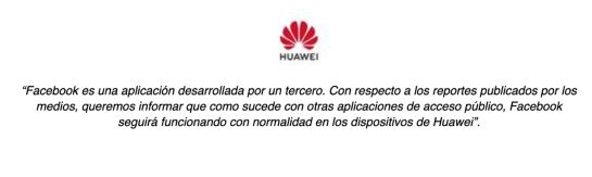 Huawei: Huawei: “Facebook seguirá funcionando con normalidad en los dispositivos” Huawei: Huawei: “Facebook seguirá funcionando con normalidad en los dispositivos”