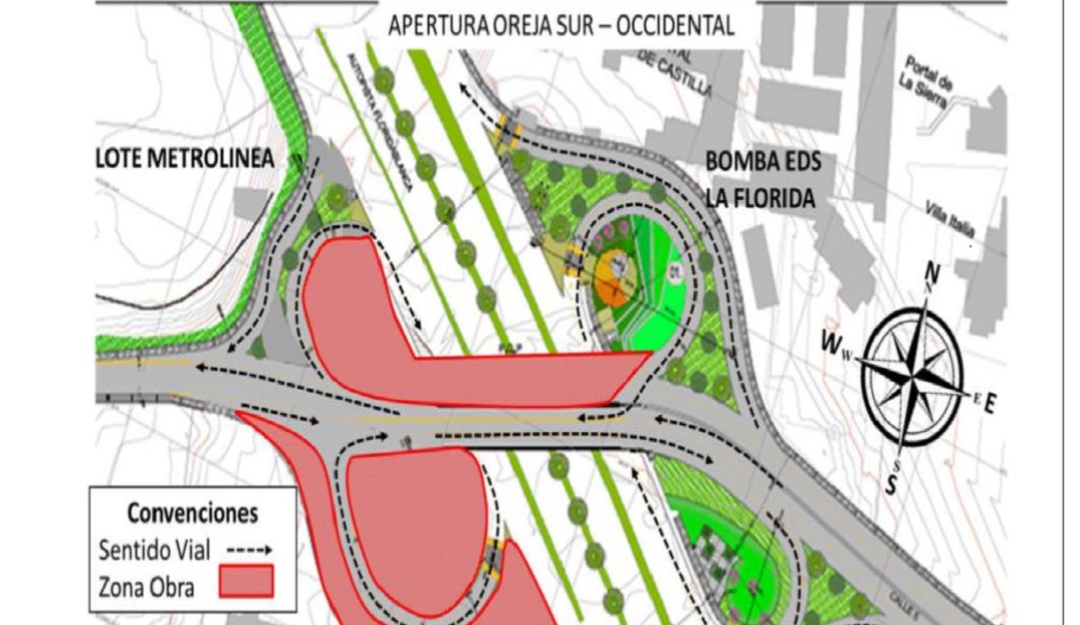 FLORIDABLANCA INTERCAMBIADOR PAPI QUIERO PIÑA MOVILIDAD: Hoy abrirán oreja suroccidental de Papi Quiero Piña