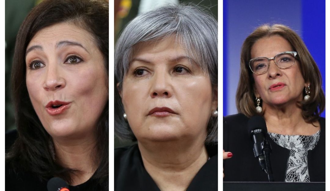 Gloria Stella Ortíz, presidenta de la Corte Constitucional, Patricia Linares, presidenta de la Jurisdicción Especial para la Paz, y Margarita Cabello, recién posesionada como ministra de Justicia.