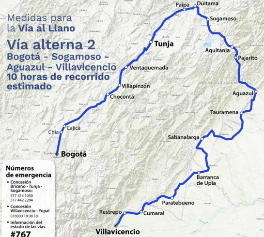 Vía al Llano Bogotá Villavicencio: De tres a diez horas: estás son las vías alternas de la vía al Llano Vía al Llano Bogotá Villavicencio: De tres a diez horas: estás son las vías alternas de la vía al Llano