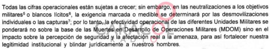 Documento del Ejército, falsos positivos Documento del Ejército, falsos positivos