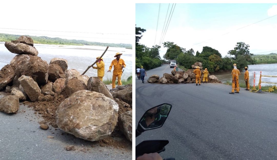 EROSIÓN RÍO CAUCA VÍA MEDELLÍN -COSTA ATLÁNTICA: Con rocas, Invías trata de controlar erosión del Cauca en la vía a la Costa