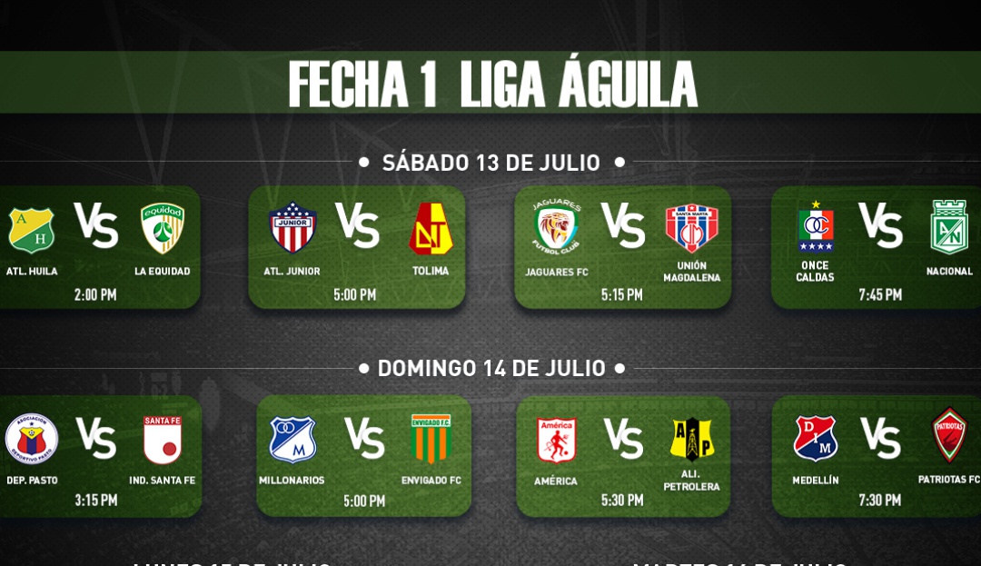 Liga Águila Primera Fecha: Partidos y resultados de la primera fecha de la Liga