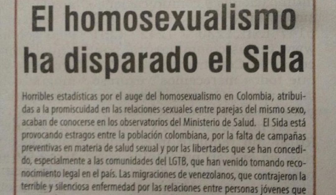 PUBLICACION HOMOFOBICA PERIODICO EL FRENTE SANTANDER: Comunidad Lgbti rechazó publicación homófoba