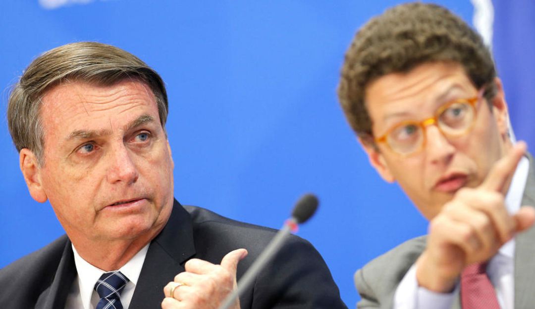 El presidente de Brasil, Jair Bolsonaro, y el ministro de Medio Ambiente, Ricardo Salles.