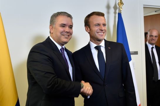 Iván Duque y Emmanuel Macron. Iván Duque y Emmanuel Macron.