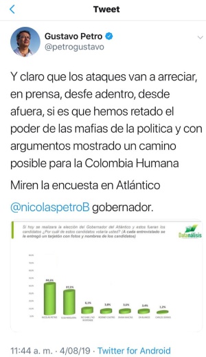 Gustavo Petro encuesta Atlántico: La polémica encuesta que favorecía a hijo de Petro en el Atlántico Gustavo Petro encuesta Atlántico: La polémica encuesta que favorecía a hijo de Petro en el Atlántico