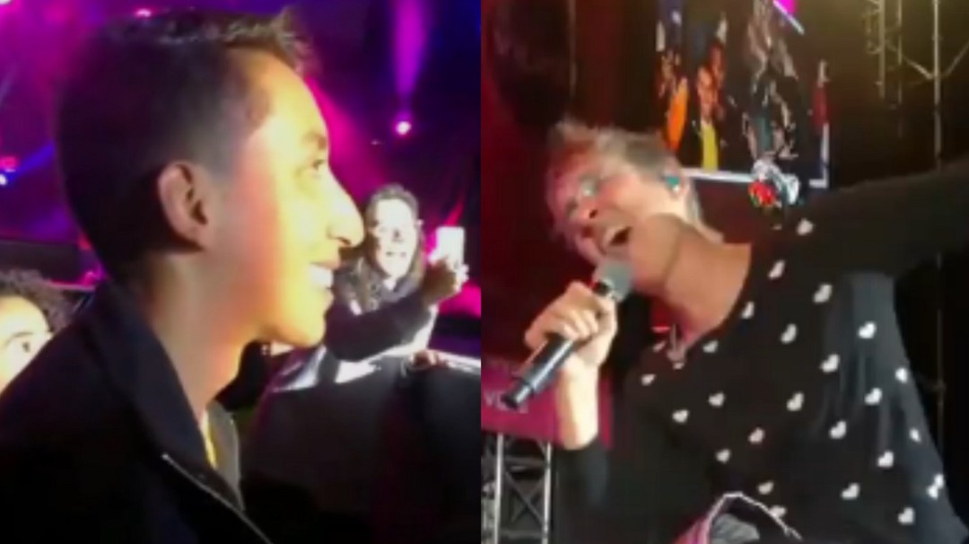 ¡De rodillas! Así le cantó Andrea Echeverri a Egan Bernal