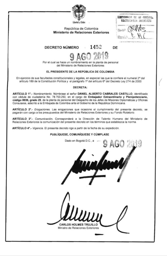 Daniel Cabrales: Polémica por nombramiento de Cabrales como embajador en Rep. Dominicana Daniel Cabrales: Polémica por nombramiento de Cabrales como embajador en Rep. Dominicana