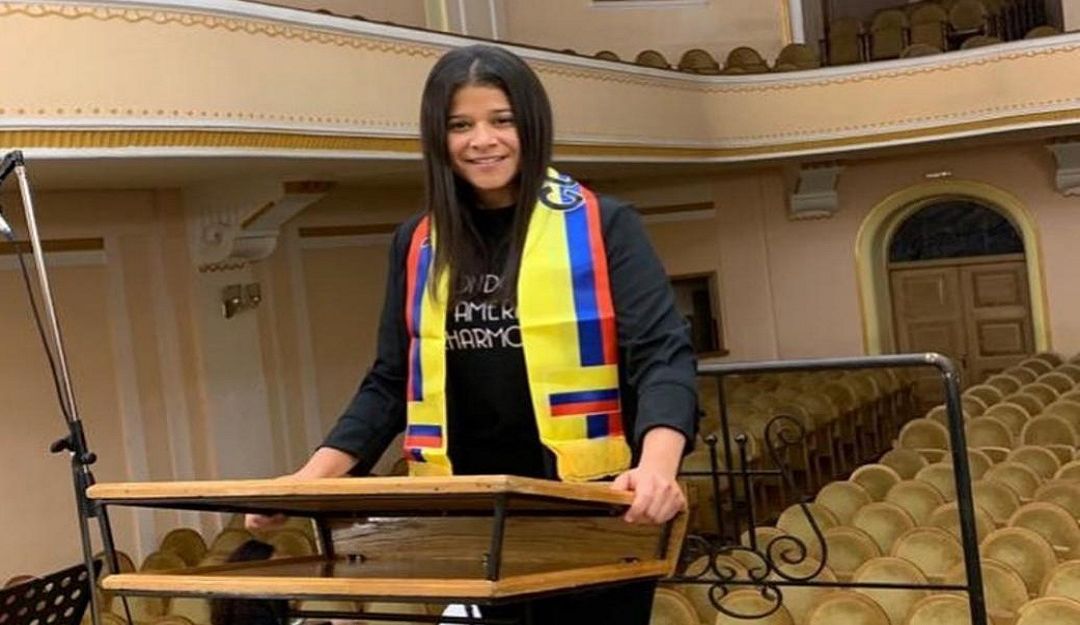 Adriana Daza en Ucrania durante la grabación del los temas.