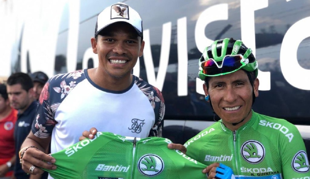 Carlos Bacca Nairo Quintana Vuelta a España: Carlos Bacca visitó a Nairo Quintana en la cuarta etapa de La Vuelta