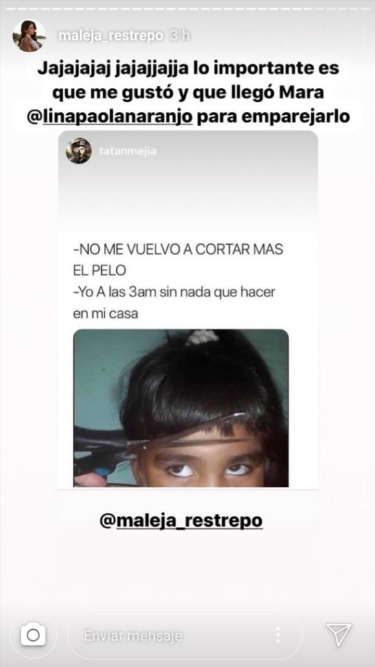Burlas de "Tatán" Mejía a Maleja Restrepo: "Tatán" Mejía se burla del corte de Maleja Restrepo en redes Burlas de "Tatán" Mejía a Maleja Restrepo: "Tatán" Mejía se burla del corte de Maleja Restrepo en redes