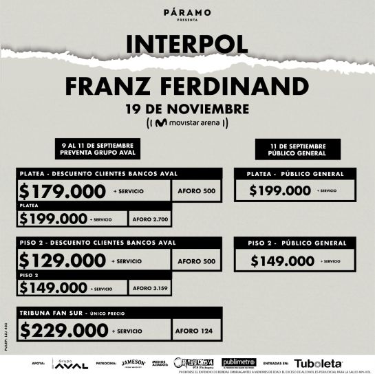 Concierto en Colombia Interpol y Franz: Interpol y Franz Ferdinand vendrán a Colombia Concierto en Colombia Interpol y Franz: Interpol y Franz Ferdinand vendrán a Colombia