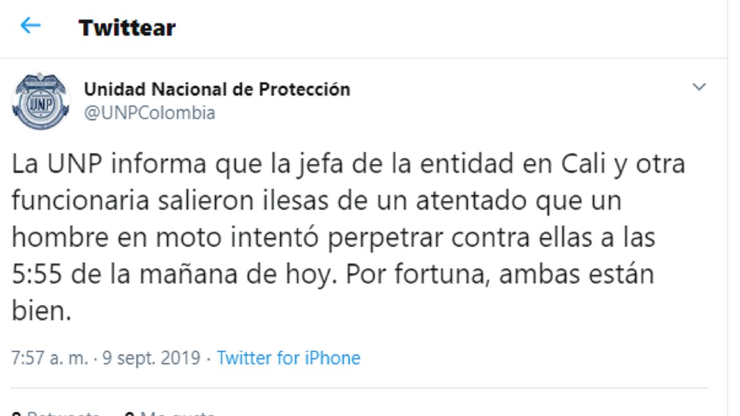 Descartan que directora de la UNP en Cali fuera víctima de atentado