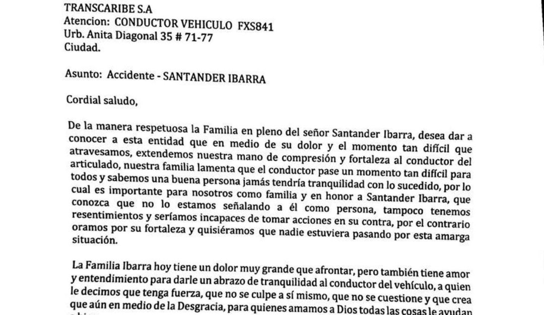accidente Transcaribe: Familia de hombre muerto en accidente en Cartagena reconoce culpa de peatón