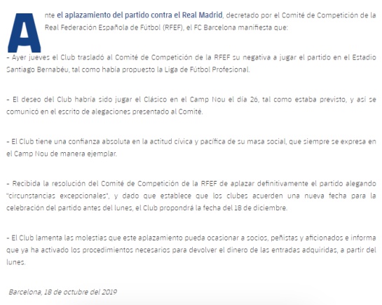 Superclásico España independencia Cataluña: Barcelona y Real Madrid llegan a un acuerdo para el clásico Superclásico España independencia Cataluña: Barcelona y Real Madrid llegan a un acuerdo para el clásico