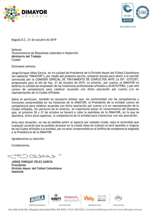 Cese actividades fútbol colombiano: Dimayor contradice a MinTrabajo sobre nueva reunión con jugadores Cese actividades fútbol colombiano: Dimayor contradice a MinTrabajo sobre nueva reunión con jugadores