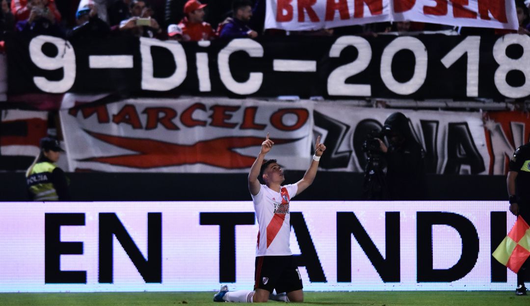 Superliga Argentina River Plate Rafael Santos Borré: Imparable: Rafael Santos Borré anotó el gol del triunfo para River