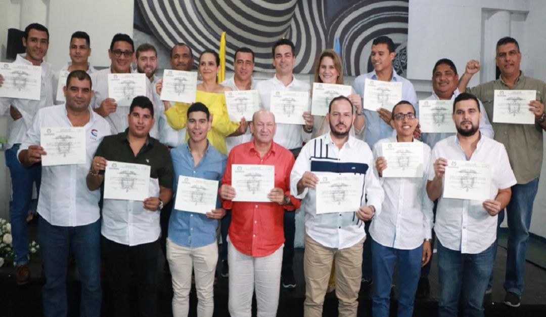 Concejo de Montería 2020-2023, Salín Ghisays, credenciales: Con credenciales, los 19 concejales de Montería para el periodo 2020-2023