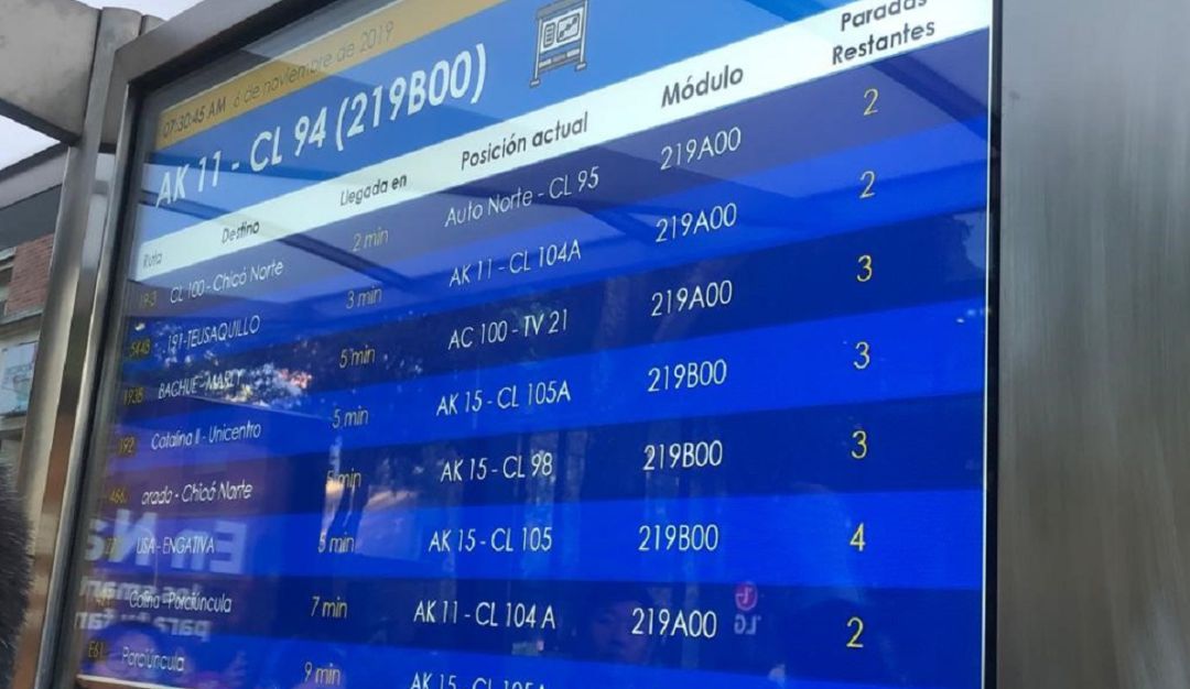 SITP horarios y rutas: Rutas del SITP se verán en pantallas digitales