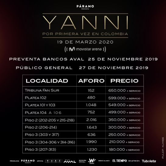 Yanni concierto en Bogotá: Yanni por primera vez en Colombia Yanni concierto en Bogotá: Yanni por primera vez en Colombia