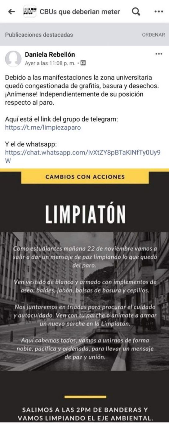 Marcha 21 de noviembre del 2019: ¡Listos para limpiar! Uniandinos promueven limpiatón Marcha 21 de noviembre del 2019: ¡Listos para limpiar! Uniandinos promueven limpiatón