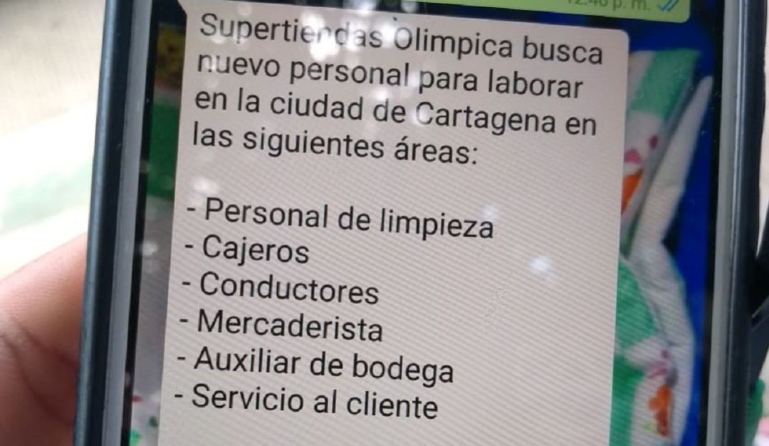 Falsas cadenas whatsapp empleos Cartagena: ¡Cuidado! Falsas cadenas de WhatsApp ofrecen empleos en Cartagena