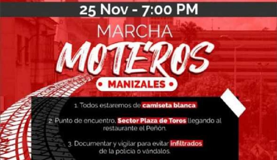 moteros manizales movilizaciones: Moteros de Manizales se unen a las marchas nacionales