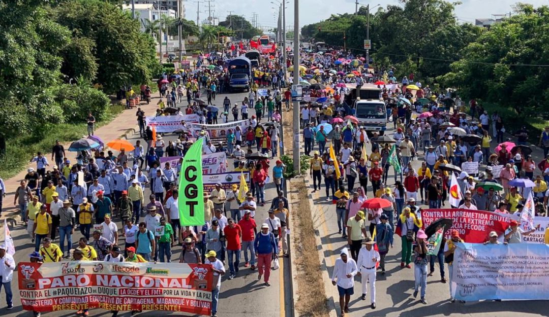 Jornada nacional paro Cartagena 4D: Sindicatos y estudiantes marcharon por el sector portuario de Cartagena