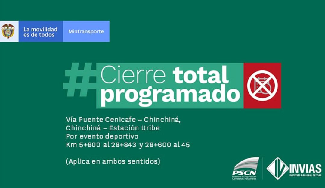 Cierre de vías por la Vuelta Colombia Femenina