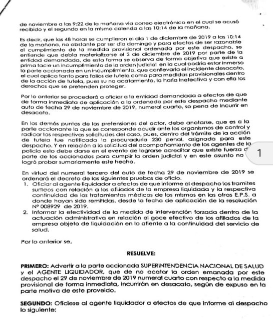 Superintendencia de Salud no cumplió con la orden de un juez: Procuraduría pone la lupa a la Superintendencia de Salud Superintendencia de Salud no cumplió con la orden de un juez: Procuraduría pone la lupa a la Superintendencia de Salud