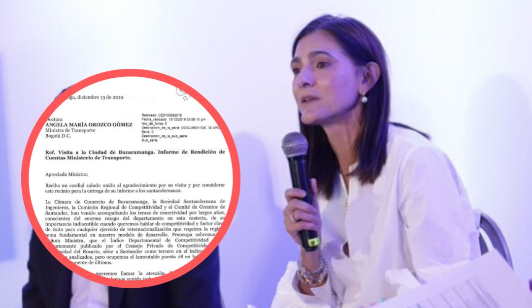 VIAS SANTANDER CAMARA DE COMERCIO CARTA URGENCIA MINISTRA TRANSPORTE: Cámara de Comercio envió carta de urgencia a ministra de transporte