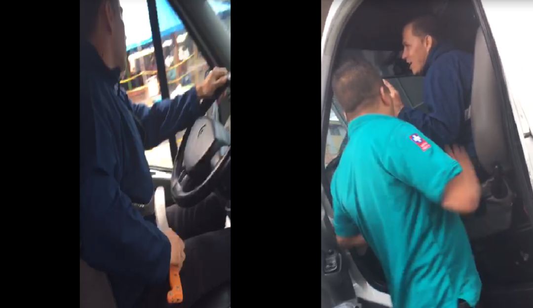 BUCARAMANGA, SANTANDER,PELEA DEAMBULANCIAS: VIDEO: Conductores de ambulancias se enfrentan en vía pública