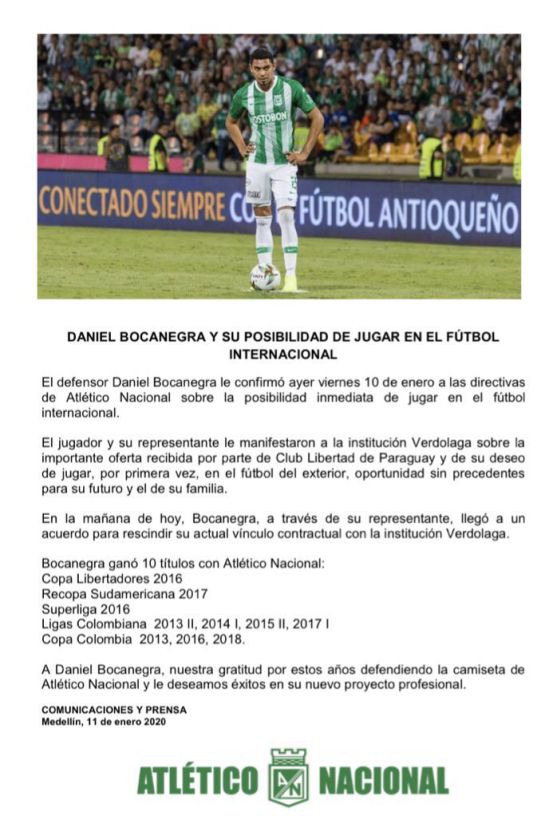 Tomado de la página oficial de Altético Nacional Tomado de la página oficial de Altético Nacional
