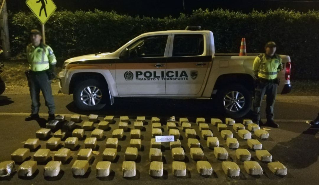 Incautación de droga en Pereira: Más de 70 kilogramos de marihuana fueron incautados en vías de Pereira