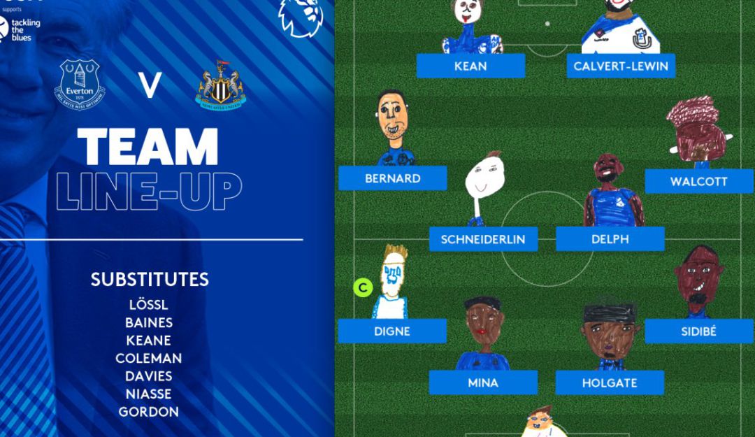 Everton FC nómina dibujada por niños: Los tiernos dibujos con los que Everton anunció su XI inicial en la Premier