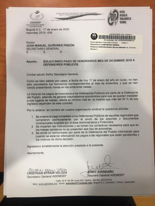 Defensores del pueblo: Defensores públicos denuncian demoras en sus honorarios Defensores del pueblo: Defensores públicos denuncian demoras en sus honorarios