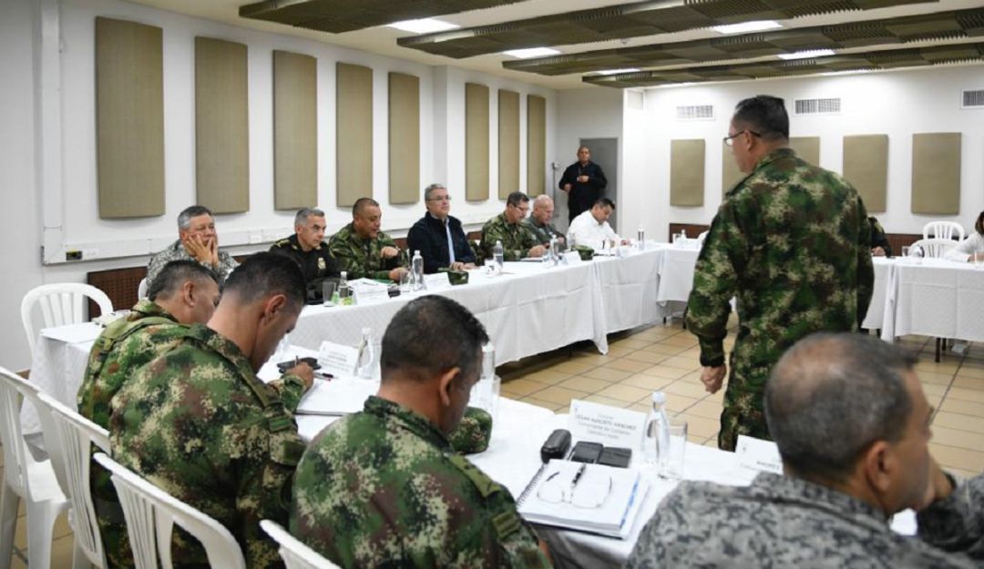 El presidente de la República, Iván Duque Márquez, en el consejo de seguridad