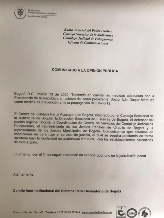 Audiencias judiciales por Internet: Jueces proponen audiencias virtuales por emergencia Covid-19 Audiencias judiciales por Internet: Jueces proponen audiencias virtuales por emergencia Covid-19