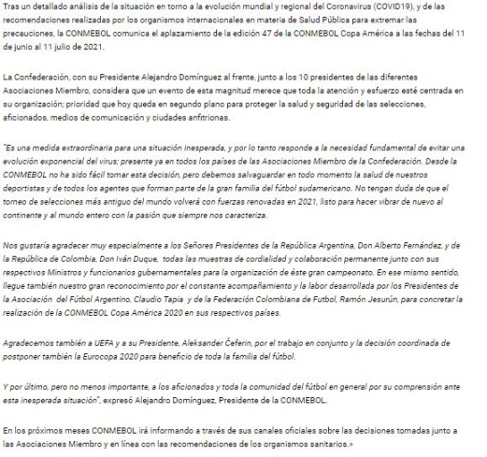 Copa América sería aplazada 2021: Aplazada la Copa América para el 2021 Copa América sería aplazada 2021: Aplazada la Copa América para el 2021