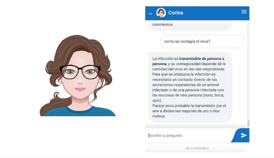 Corina, o Carina, es una asistente virtual que responde dudas sobre el coronavirus.