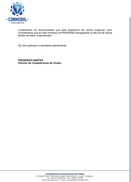 Coronavirus torneos Conmebol: Conmebol suspende Libertadores y Sudamericana hasta el 5 de mayo Coronavirus torneos Conmebol: Conmebol suspende Libertadores y Sudamericana hasta el 5 de mayo